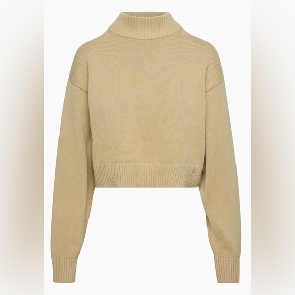 Wilfred Womens Butter Yellow Chunky Knit Cropped Turtleneck Sweater Small - Picture 1 of 8